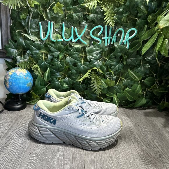 Hoka One One Gaviota 4 Shoes Men 7 / Women 8.5 2E Wide Gray Yellow Running Shoes main image 11